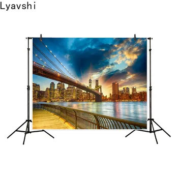 

Lyavshi photography background Warm Twilight city river bridge backdrop for Photo studio new arrival camera fotografica