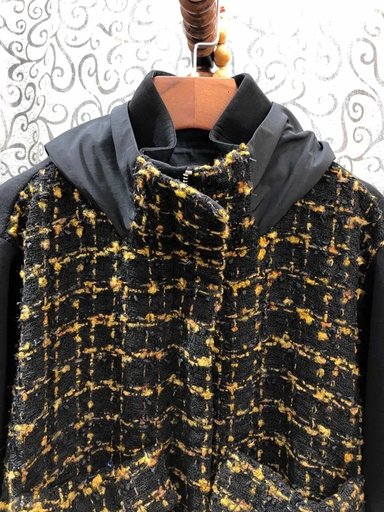 early In autumn of, new women's wear collar, cap and wool stitching space cotton long sleeve, 100 sets of short jacket 1005