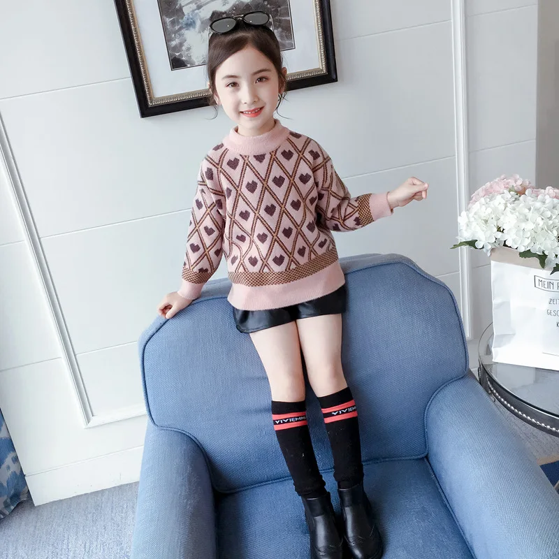 

Childrenswear GIRL'S Sweater Fall And Winter Clothes Thick 2019 New Style Big Boy Versatile Western Style Small Heart Warm Base