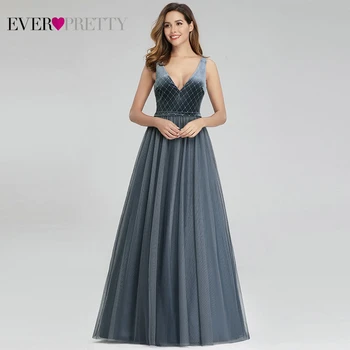 

Elegant Sparkle Prom Dresses Long Ever Pretty A-Line V-Neck Sleeveless Velour Sexy Gala Dresses For Party Vestidos De Formatura