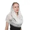 2022 New Arrival Lace Flower Scarf Round Bandana Fashion Prayer Kerchief Church Shawls Scarves Muslim Head Wraps 1PC Retail ► Photo 2/6