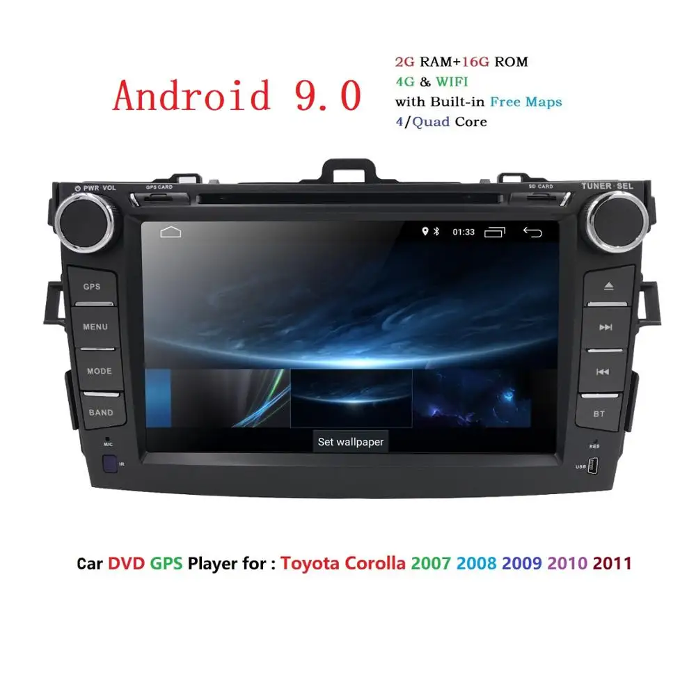 HIZPO 2 Din Android 8,1 7 "дисплей автомобиля dvd-плеер для Toyota corolla 2007-2011 в-тире автомобиля радио с BT USB SD gps Navi DVR DAB