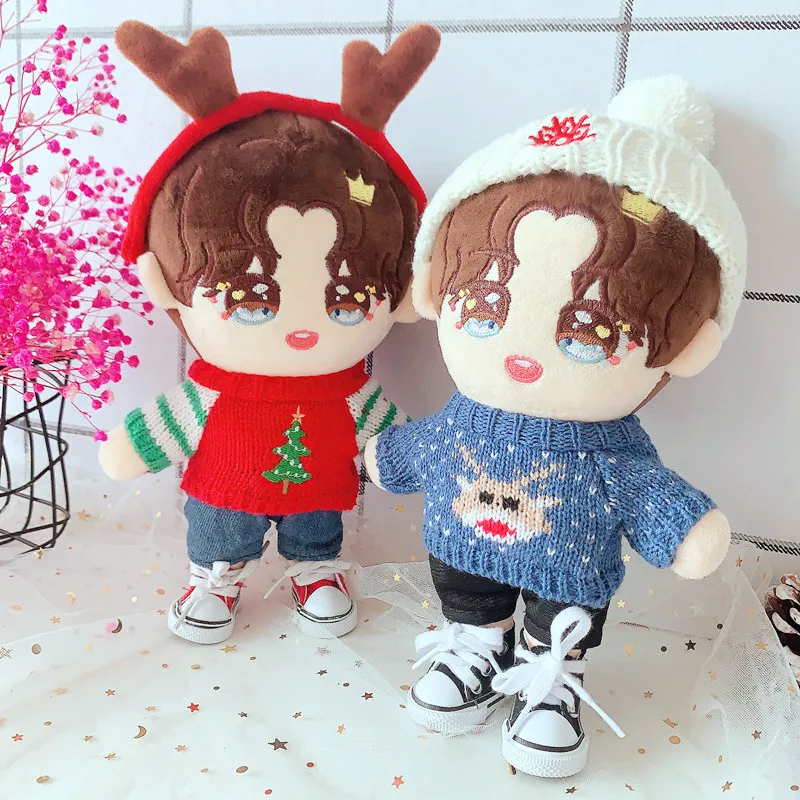 Xmas Mini Scarf Hat Decor Doll Clothes Accessory Miniature Christmas Party Ornament For 20cm Russian Handmade Doll Idol Doll