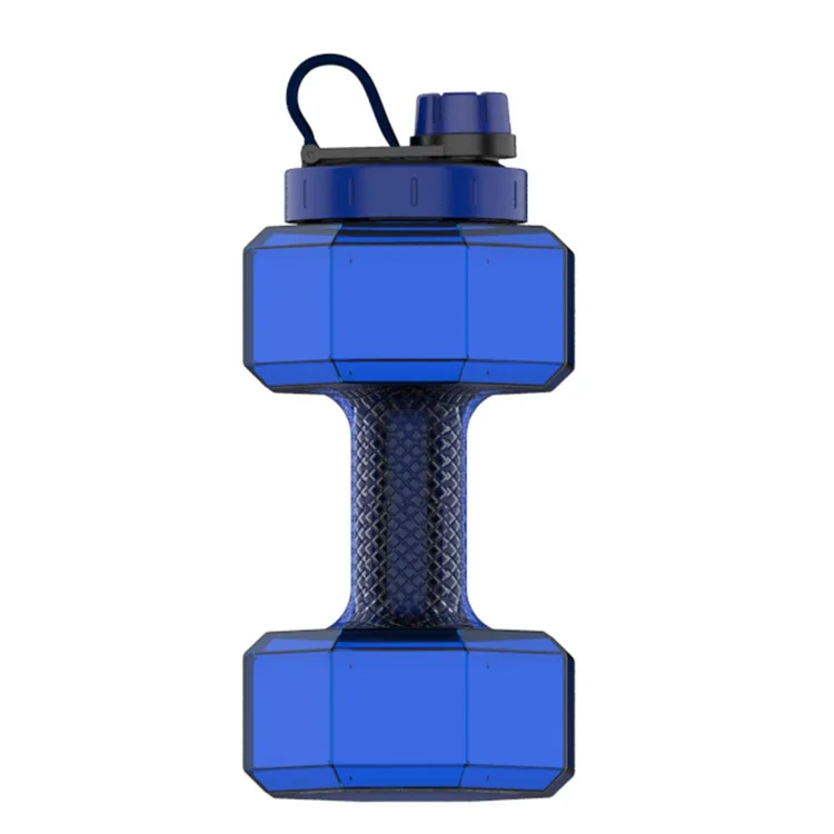 

2019 New Style Creative Stainless Steel Cover Dumbbell Large Water Bottle 2200ml Large Capacity Plastic Water Bottle Can Be Prin