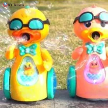 Machine à bulles de canard mignon pour enfants, jouets de dessin animé, souffleur automatique de bulles avec musique et lumière