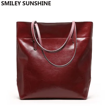 

Real Genuine Leather Bag Women Big Top Handle Leather Handbags Red Vintage Ladies Hand Bag Female Shoulder Bags for Women 2020