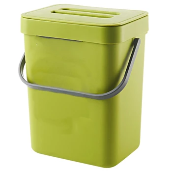 

Promotion! Trash Can with Lid Under Sink Green Trash Can Plastic Waste Basket Hanging Waste Bin for Bathroom/Office,Waste Compos