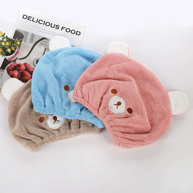 Шапочка для душа милое полотенце для сушки волос натуральный коралловый бархат гидроскопичность хорошая сухая шапочка для волос быстросохнущая Мягкая дышащая не Горячая торговля