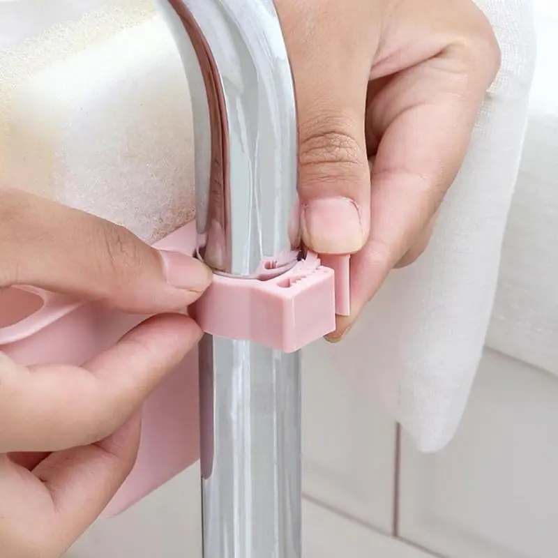 Plastic Faucet Hanging Storage Rack Organizer Bathroom Kitchen Faucet Clip Drain Holder Small Hook Can Accept Articles with Rope