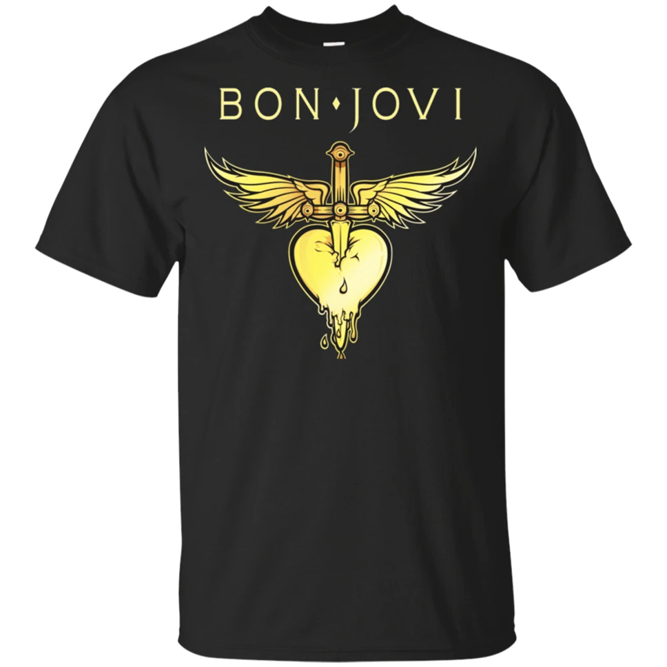 Мужская и женская футболка с принтом Jon Bon Jovi черно-темно-синяя Повседневная 2019 |