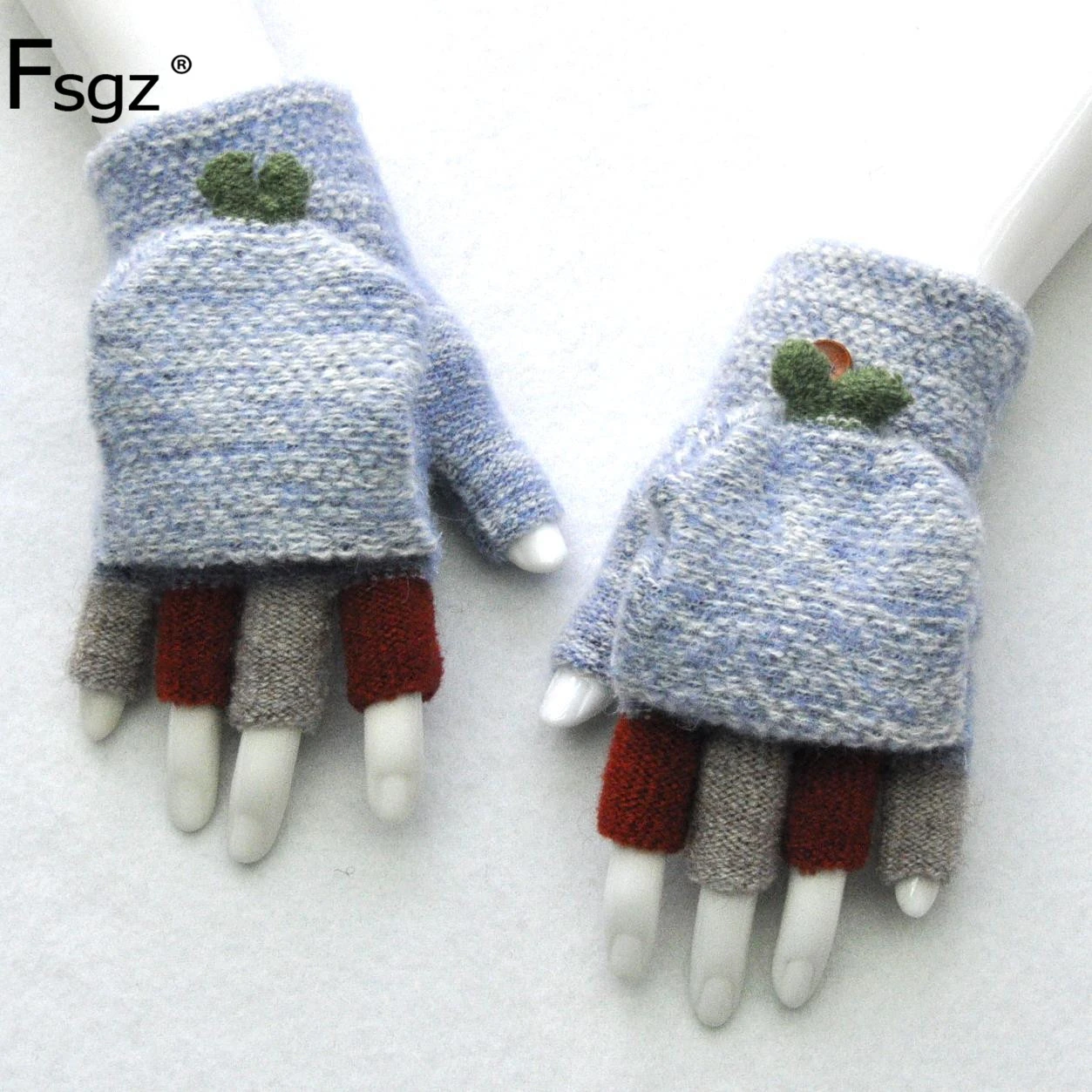 

Newest Winter Warm Gloves High Imitation Cashmere Bean Sprout Jacquard Weave Patchwork Flip Half Finger Glove Knitted Mitten