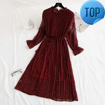 

Dot Elegant Polka Women Dress Female Casual Office Chiffon Dot Print Dresses Vintage Sweet Clothing Vestidos