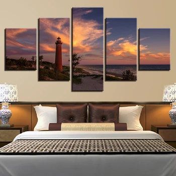 

Landscape Sky Cloud Star Mountain River Hot Air Balloon 5 Piece Wall Pictures For Living Room Color Painting Art Home Decor