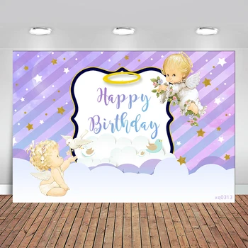 

Angel Baby Shower Photography Backdrops Prime Communion Baptism Party Backgrounds for Photo Studio Background Photoshoot