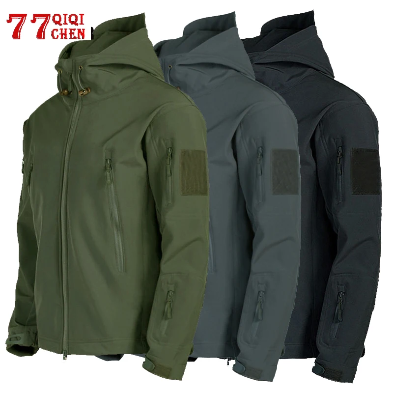 Tactical Jacket Men Shark Skin Soft Shell Military Windproof Waterproof Army Combat Mens Jackets Hooded Bomber Coats Male S-3XL Tactical Jacket Men Shark Skin Soft Shell Military Windproof Waterproof Army Combat Mens Jackets Hooded Bomber Coats Male S-3XL