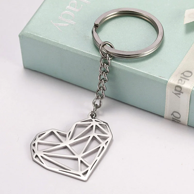 

COOLTIME Heart Sun Cute Animal Tiger Hollow Stainless Steel Couple Lover Custom Pendant Key Chain For Woman Man Christmas Gift