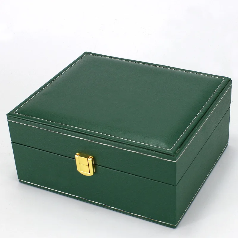 

Green Embossed Leather PU Leather Watch Box Switzerland Big Brand Watch Packaging Box Velvet