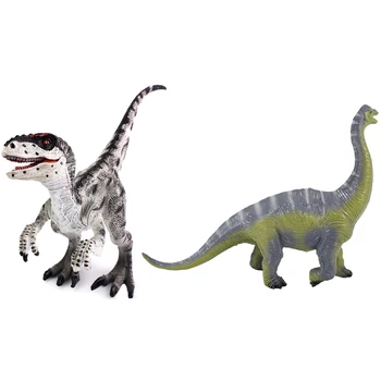 

2Pcs Toy Figures Animal Model Collection Learning & Educational Kids Birthday Boy Gift - Brown & Green