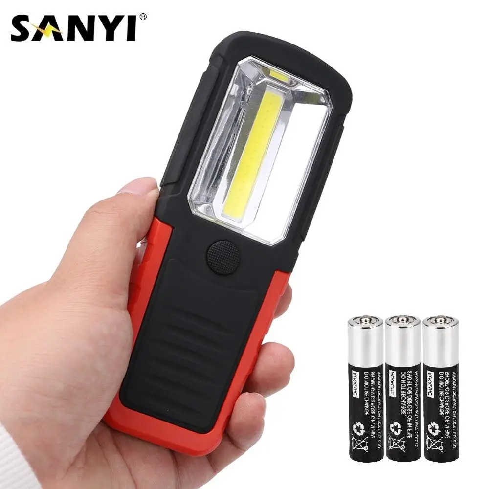 

COB LED Working Flashlight Inspection Torch Lamp with Magnet & Rotating Base Folding Hanging Hook for Tent Camping Repairing