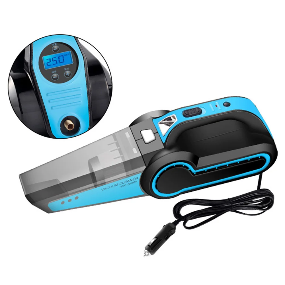 4 In 1 Tire Inflate Led Car Vacuum Cleaner Portable Handheld Multifunctional Digital Display Pump Pressure High Power Wet Dry - Цвет: Синий