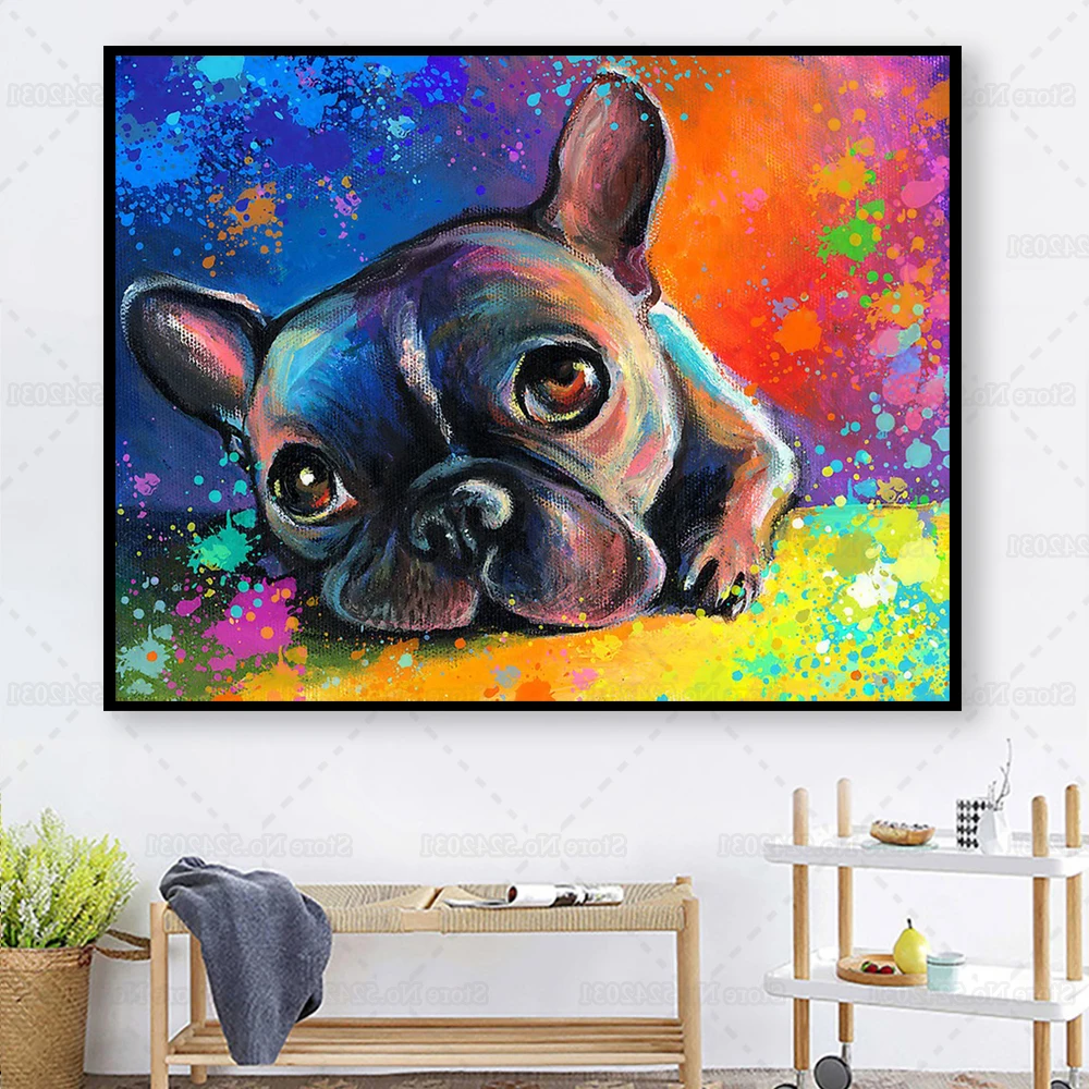 Красочные Французский бульдог 5D алмазная картина Bouledogue Frances Алмазная вышивка