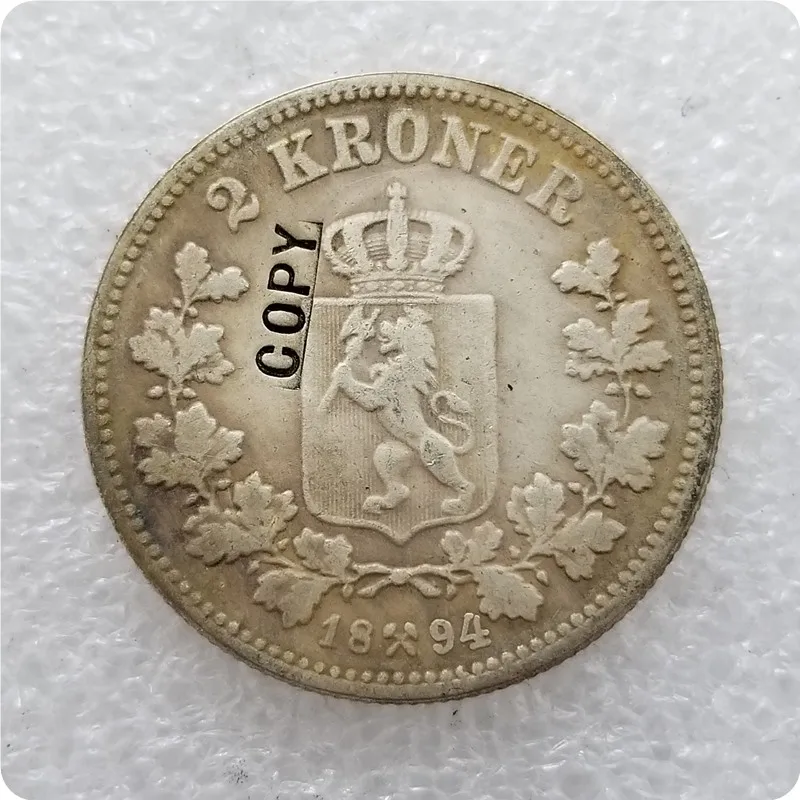 1878-1903 Норвегия 2 крона-Оскар II копии монет - Цвет: 1894