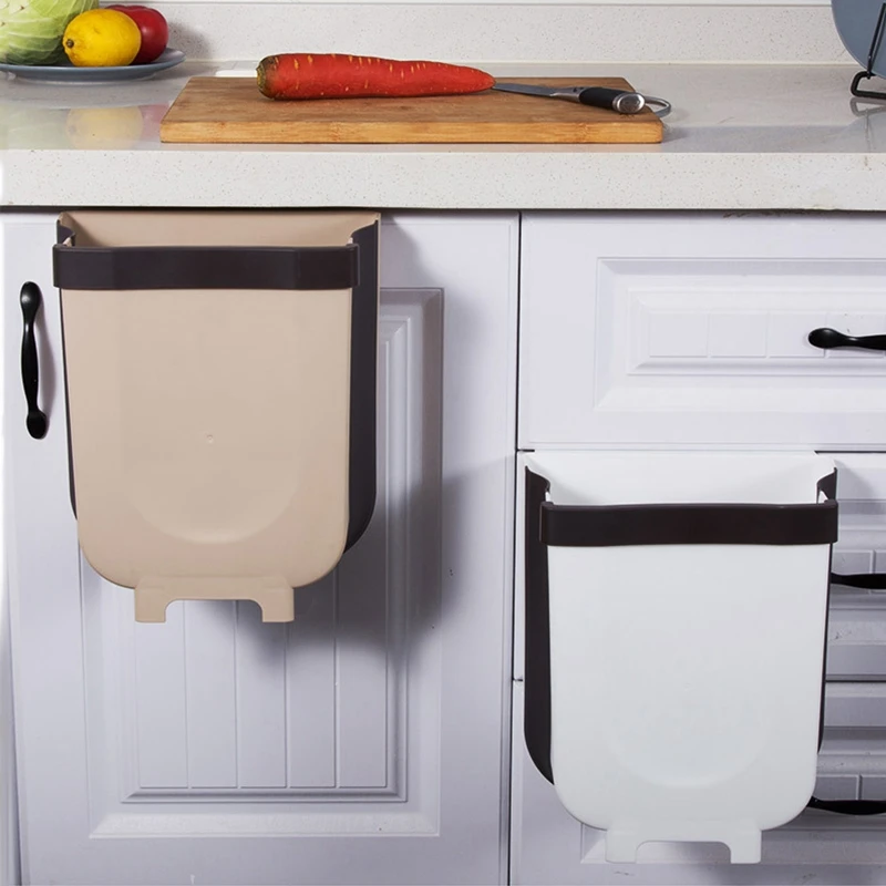 SZS Hot Trash Can Kitchen Wall Mounted Garbage Bin Foldable Waste Bins 8L Large Capacity Waste Bin Car Trash Can