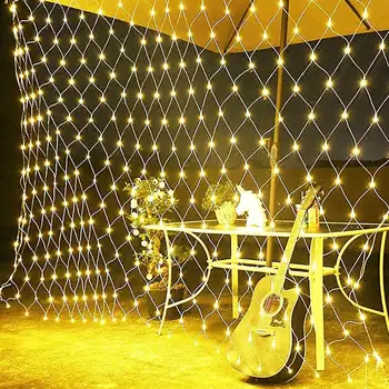 

Led String Lamp Net Mesh Wedding Party Festival Romantic Home Garden Wall Background Decor Ins Fairy Twinkle Outdoor Light 2x3M