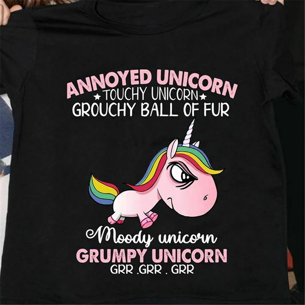 Annoyed Unicorn Touchy Unicorn ворчливый шарик меха капризный Единорог женская футболка Бодибилдинг футболка