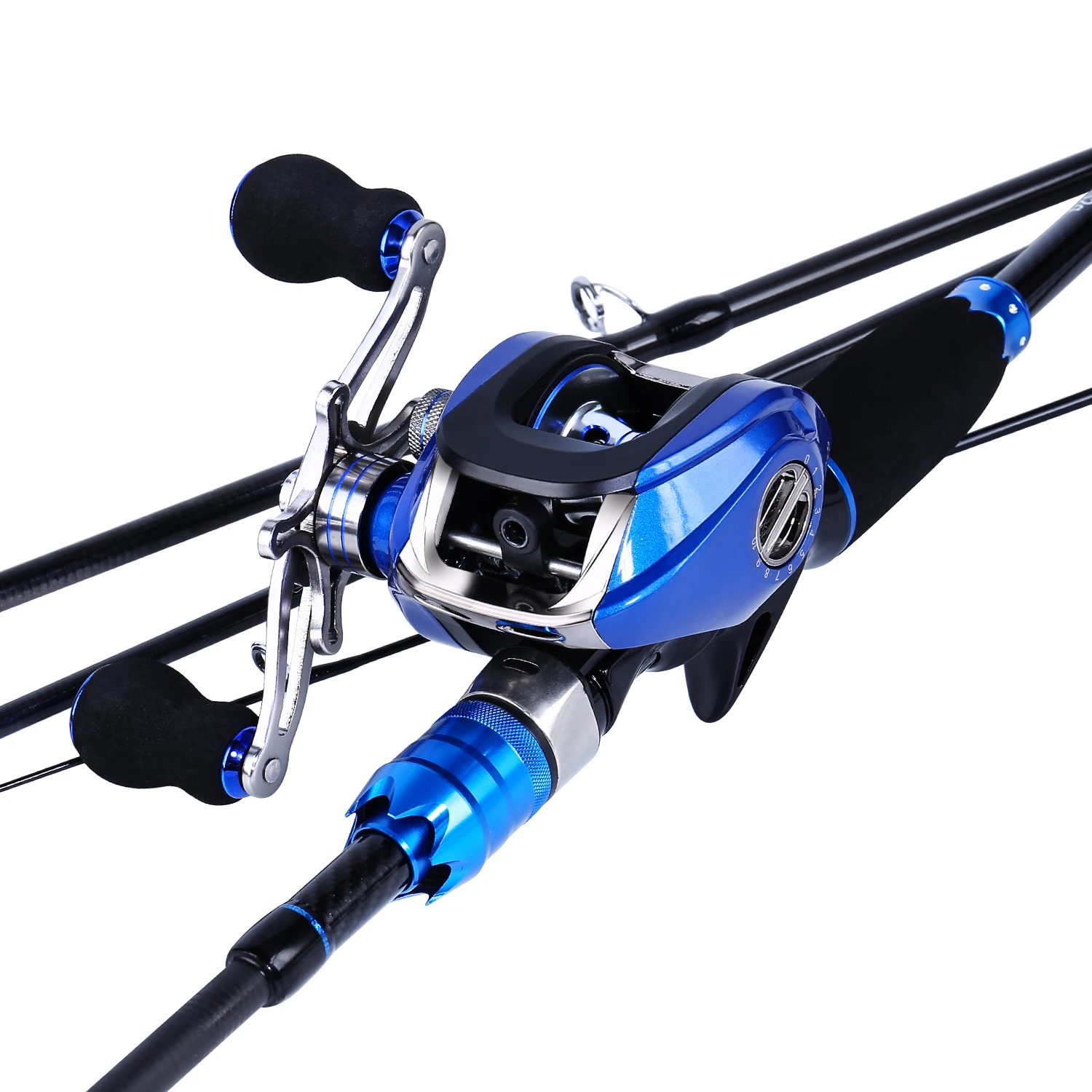 Sougayilang 3 Colors Fishing Rod Combo 1.8/2.1m 4Section Combo Fiber Fishing Pole and 17+1bb 6.3:1 High Speed Gear Ratio Set - Цвет: Синий
