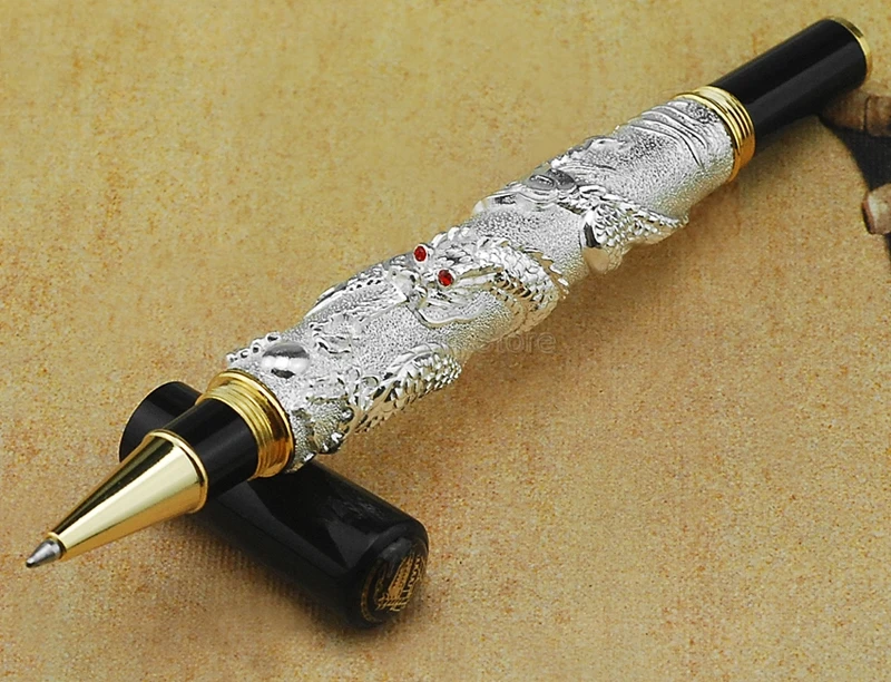 Jinhao Business Metal Rollerball Pen Oriental Dragon Series Heavy Pen Silver Supplies Office & School Gift Pens