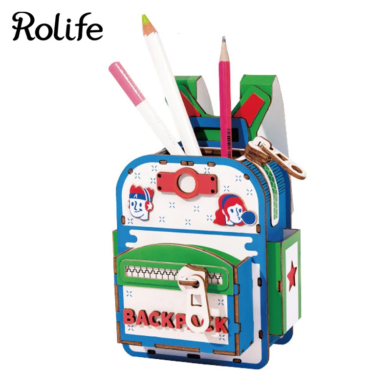 

Rolife DIY Schoolbag Model Wooden Crafts Box Home Decor For Children Kids Girls
