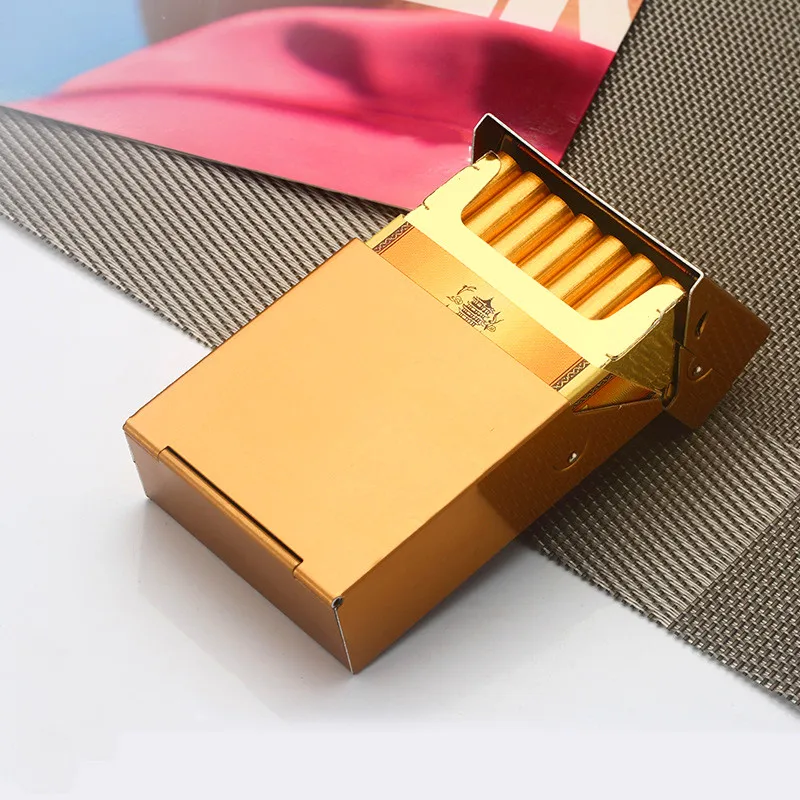 Алюминиевый сплав Madam тонкий сигаретный чехол держатель для табака Карманный ящик для мужчин контейнер для хранения сигарет аксессуары для курения - Цвет: gold