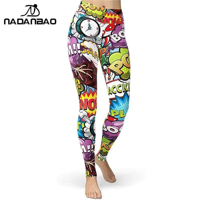 NADANBAO Women Comic Leggings Cartoon Printed Leggins High Stretch