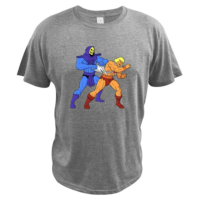 Футболки «Мастера Вселенной» Веселая футболка из хлопка с короткими рукавами с героями фильмов «он-мен скелетор» и «супергерой» - Цвет: Серый