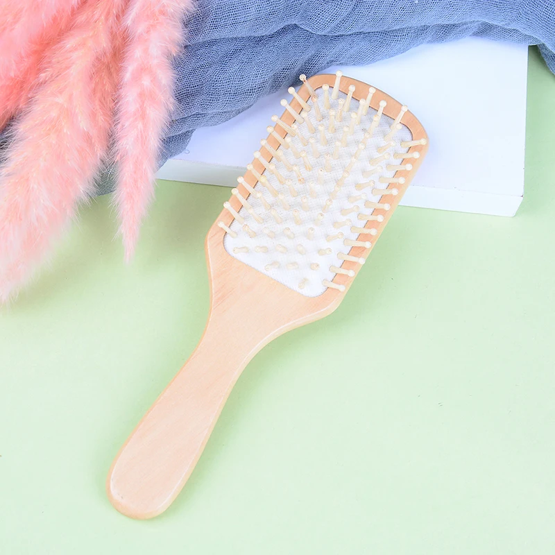 1pc Massage Hair Comb Wooden Paddle Comb Brushes Massage Pointed Handle Anti-static Cushion Hair Cares