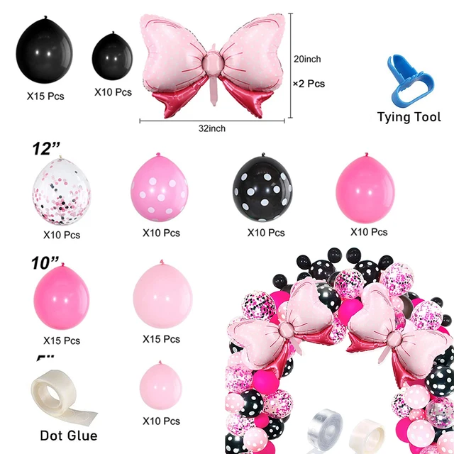 180*108 cm 1pc Minnie Mouse Theme Table Cloth for Kids Happy Birthday Party Decoration Table Cover Event Party Supplies 109pcs Balloons