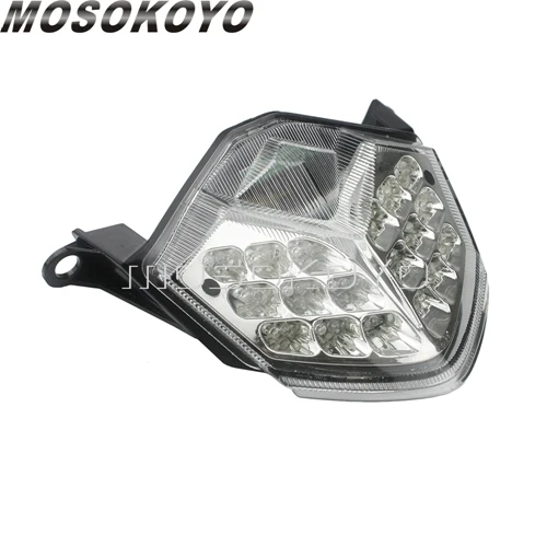 clear Мотоцикл светодиодный тормозной Встроенный задний фонарь для Kawasaki Z750 Z1000 Ninja 636 ZX-10R 07 07-12 Прозрачный задний фонарь с сигналом поворота - Цвет: clear