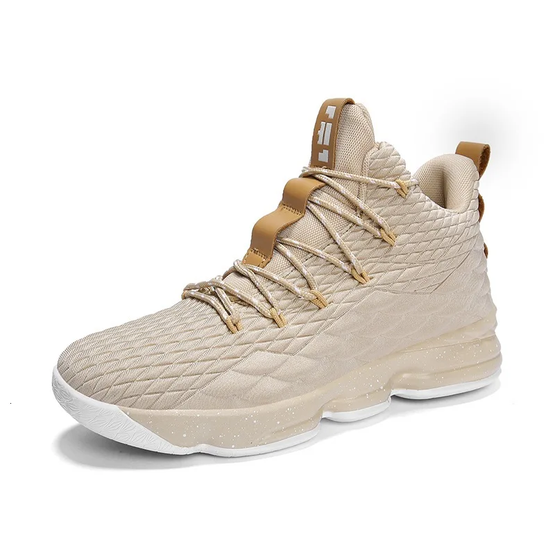 Unisex Professional Basketball Shoes Men Light Basquete Sneakers Kids Couple Sport Boots Girls Students Training Match Ball shoe - Цвет: ChamPagne