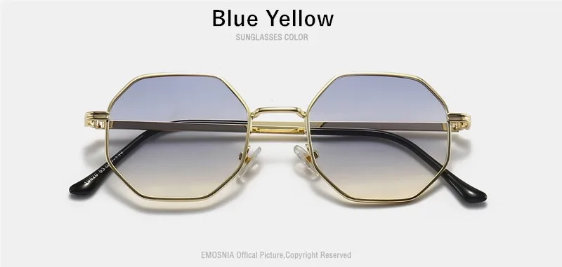 CATERSIDE Polygon Sunglasses Men Vintage Octagon Metal Sunglasses Women Luxury Brand Goggle Sun Glasses Men Gafas De Sol UV400 white sunglasses women