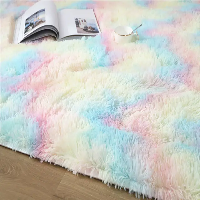 New Rainbow Colors Carpets Tie Dyeing Plush Soft Carpets For Bedroom Living Room Anti-slip Floor Mats Kids Room Carpet Rugs 3