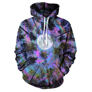 

2020 new 3D color landscape printing trend fashion Hoodie men's creative art design street style multi-function xxs-6xl