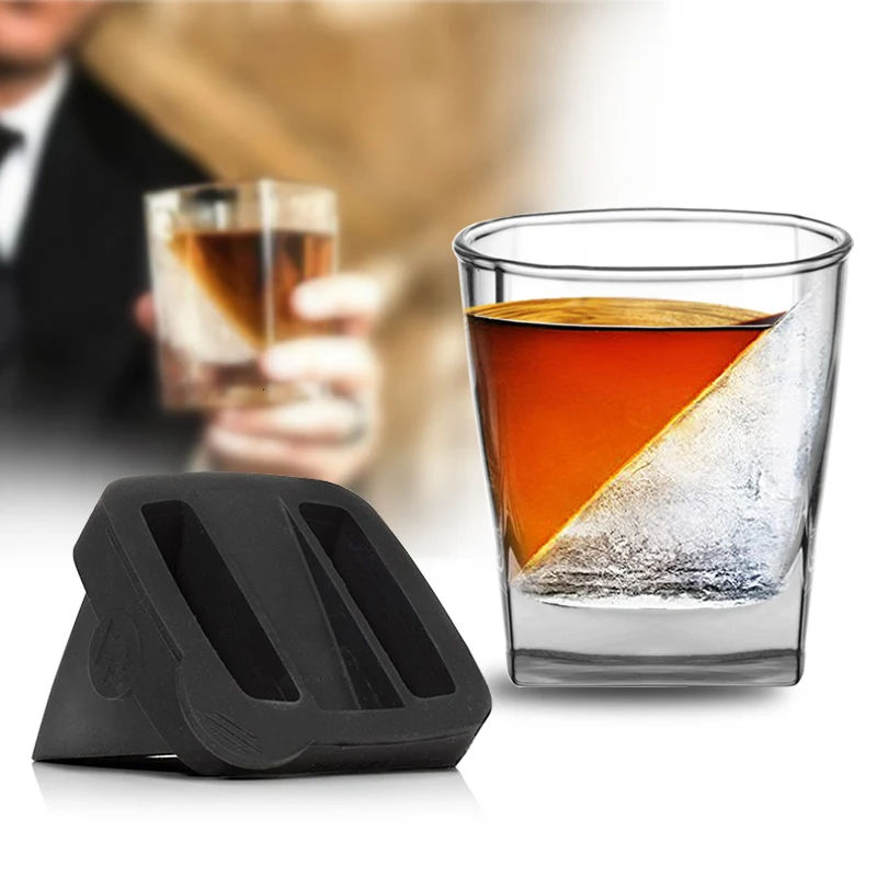 Square Iceberg Whiskey Glass With Silica Gel Ice Mold Pattern Iced Cake Mould Film Verre Whisky