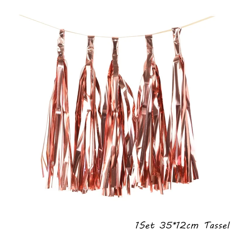 5pcs foil tassel Новогоднее украшение, набор посуды из черного золота с цифрами, воздушный шар для Navidad, Новогоднее украшение для рождественской вечеринки, домашний декор - Цвет: 5pcs foil tassel