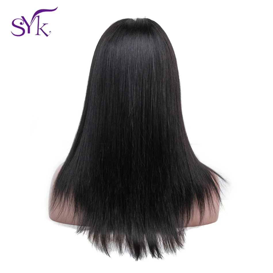 SYK волосы бразильские прямые человеческие волосы парики 4*4 закрытие шнурка парик для черных женщин не Реми натуральный цвет 1"-22" человеческие волосы парики