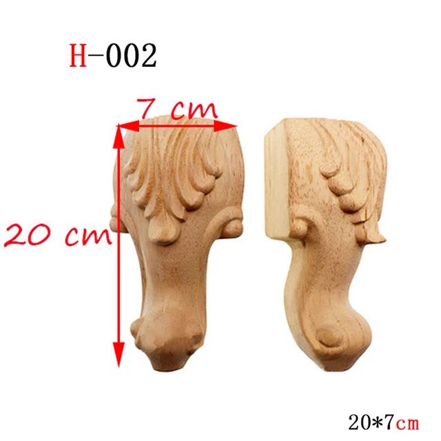 1pcs Furniture With Solid Wood Legs Carving Flower Sofa Seat TV Cabinet Feet, No Paint Drop Ship，Furniture Feet Replace H-002 20x7cm