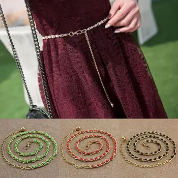 

Women Girls Metal Waist Belt Body Chain Imitation Pearl Beads Waist Dress Chain Female ceinture luxury Belt For Women