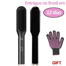 Professional Hair Straightener Brush Electric Lonic Straightening Beard Comb Fast Heating Curler Beauty Hair Caring Tool