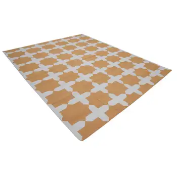 

240x292 Cm White Handmade Dhurrie Rug-8x10 Ft