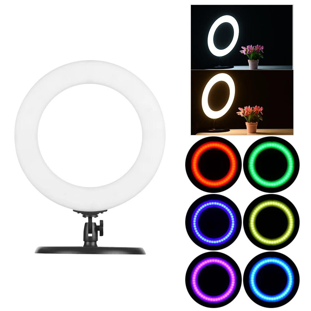 

14" LED Video Ring Light 36-72W Adjustable Brightness 3200-7000K Studio Photo Ring Lamp with Desktop Stand Base Carry Bag